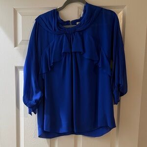 BCBGMaxAzria Royal Blue Ruffle Blouse